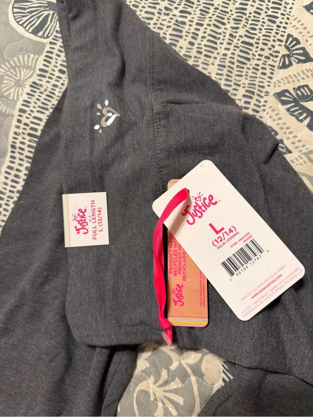 Justice Charcoal Gray Girls' Leggings